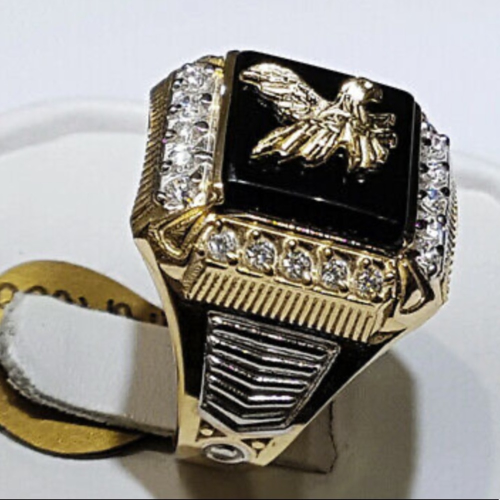 Eagle Two Tone 925 Silver Rings for Men - Picture 1 of 4